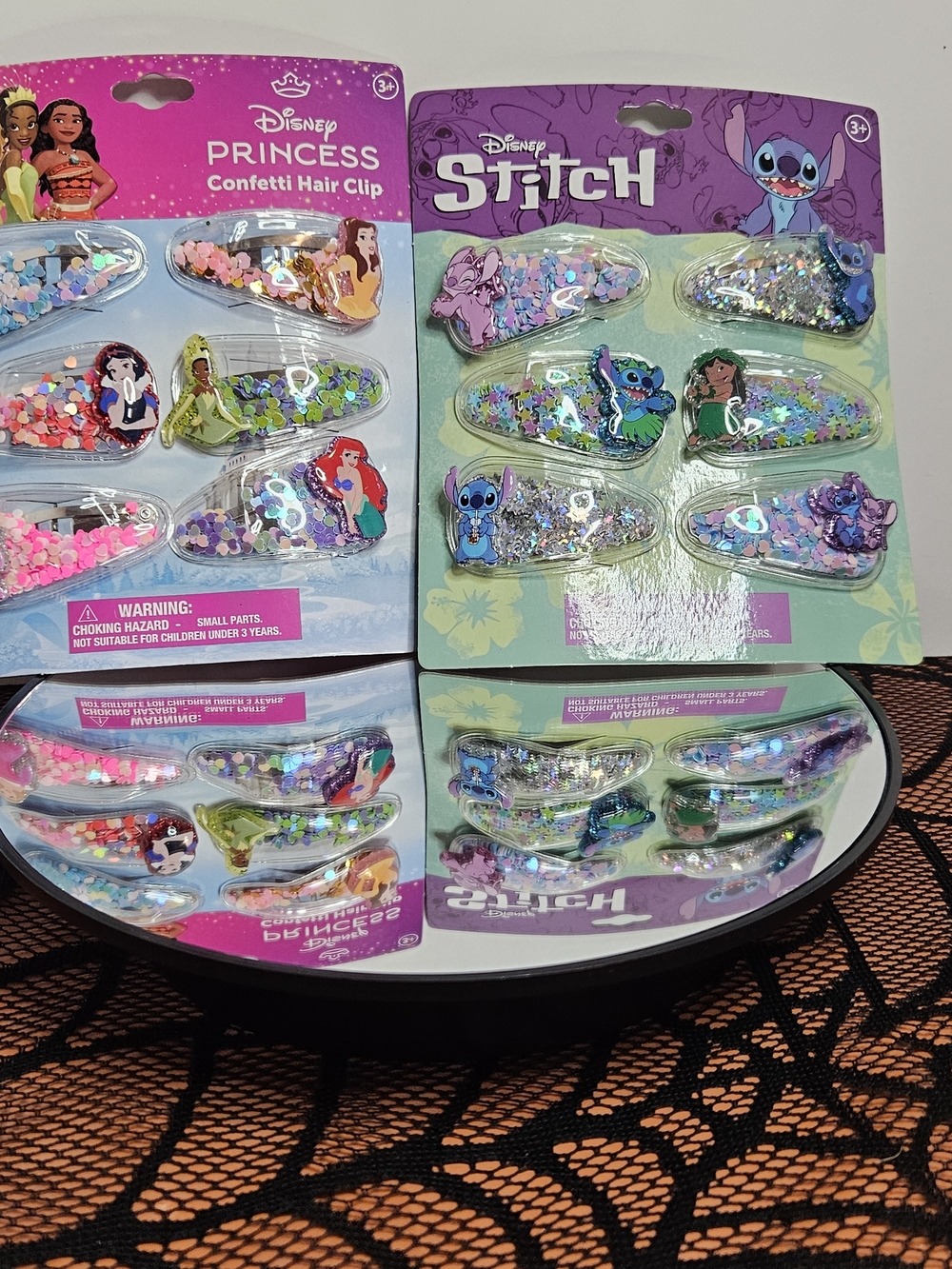 Disney Princess & Stitch Confetti Hair Clips Set
